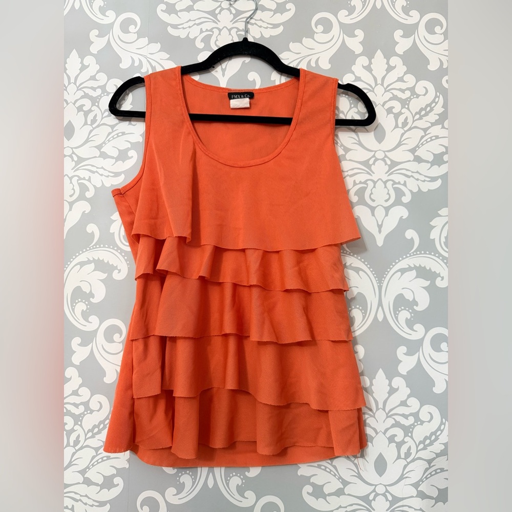 10/$25 • FMX & Co. Coral Layered Ruffle Sleeveless Top